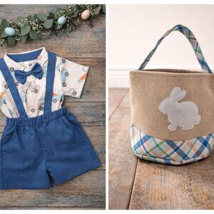 Little Boys Boutique Easter Outfit w/ Matching Easter Basket